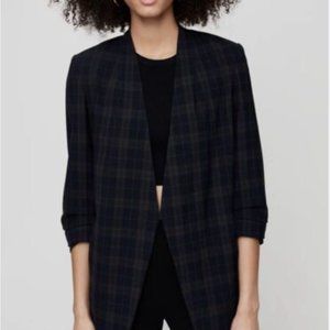 Aritzia Babaton NWT Power Check Blazer in Tartan Navy Size US 10
